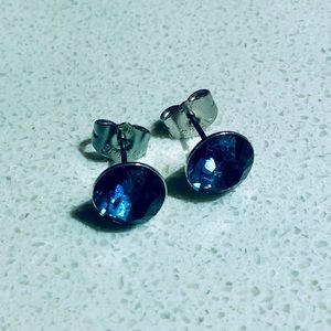 Pair of Blue Crystal Stud Earrings, NWOT